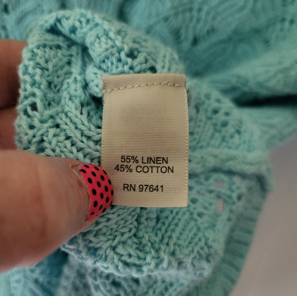 J. Jill pointelle short-sleeved button-up sweater - Picture 7 of 8